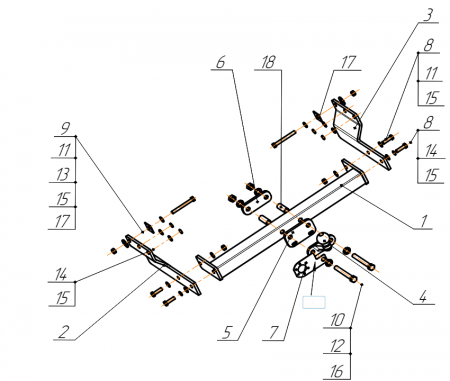 Фаркоп 3982-F Oris на Ford Transit 2006-2014 без ступеньки. Без выреза в бампере. Тип шара: F. Нагрузки: 2800/120 кг, масса фаркопа 18,7 кг (без электрики в комплекте) от магазина ФаркопРос